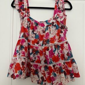 TCEC Red and Pink Ruffled Tank Top